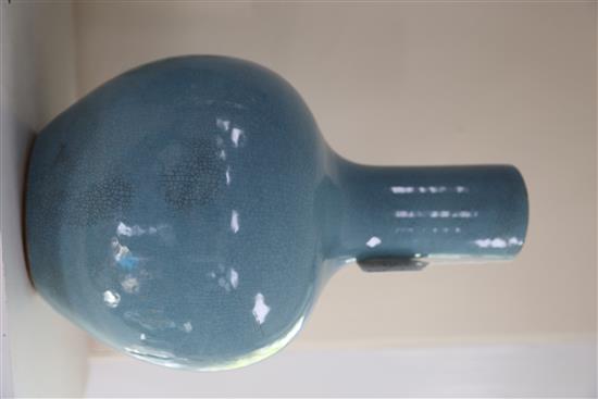 A Chinese sky blue crackle glaze bottle vase, 18th/19th century, H. 36cm